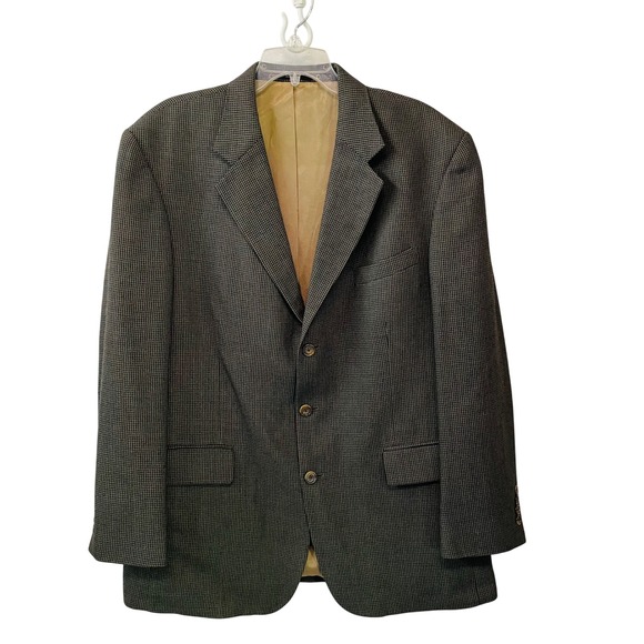 Oscar de la‎ Renta Mens 44R Pure Wool Check Blazer Jacket Suit Sport Coat